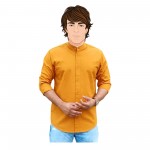 Band collar Men’s Solid Color Cotton Shirt