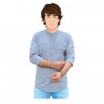 Band collar Men’s Solid Color Cotton Shirt