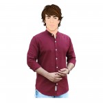 Band collar Mens Solid Color Cotton Shirt